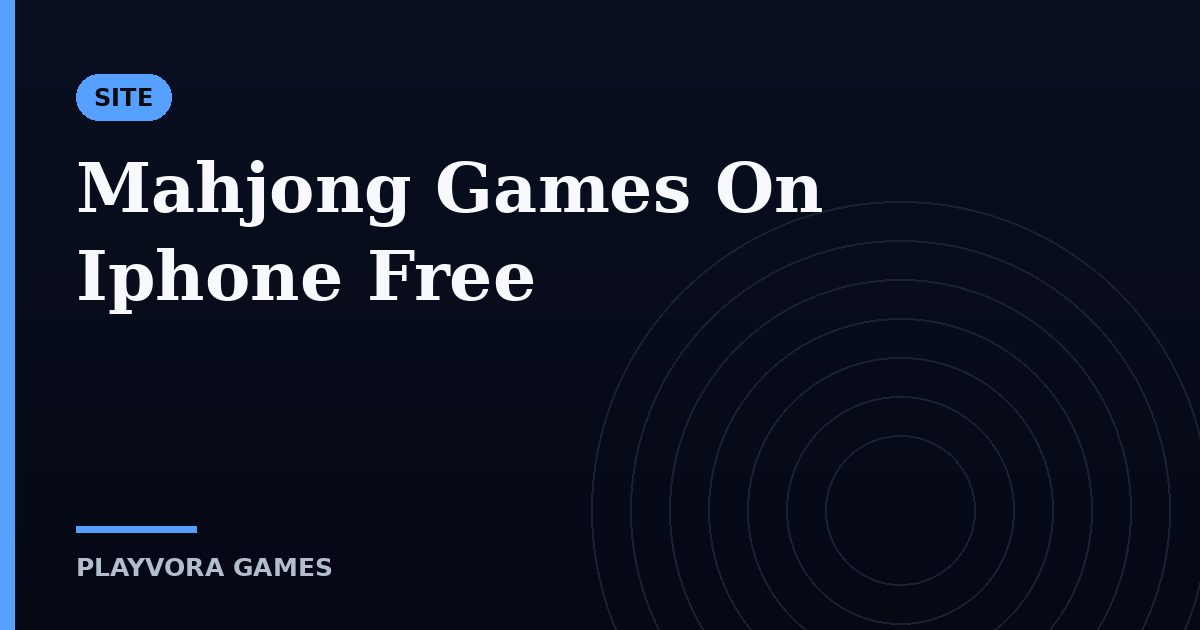 Mahjong Games On Iphone Free