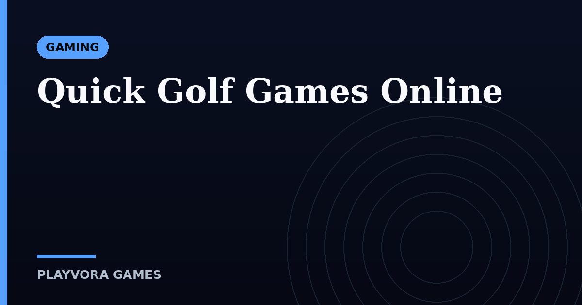 Quick Golf Games Online